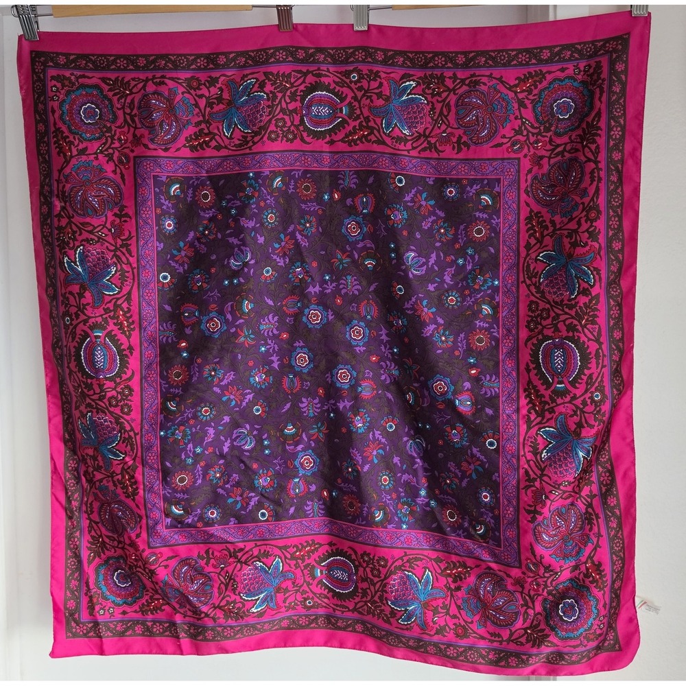 Women's Rectangle Scarf Pink Purple Italy Classic Wrap Shawl Neck Head
